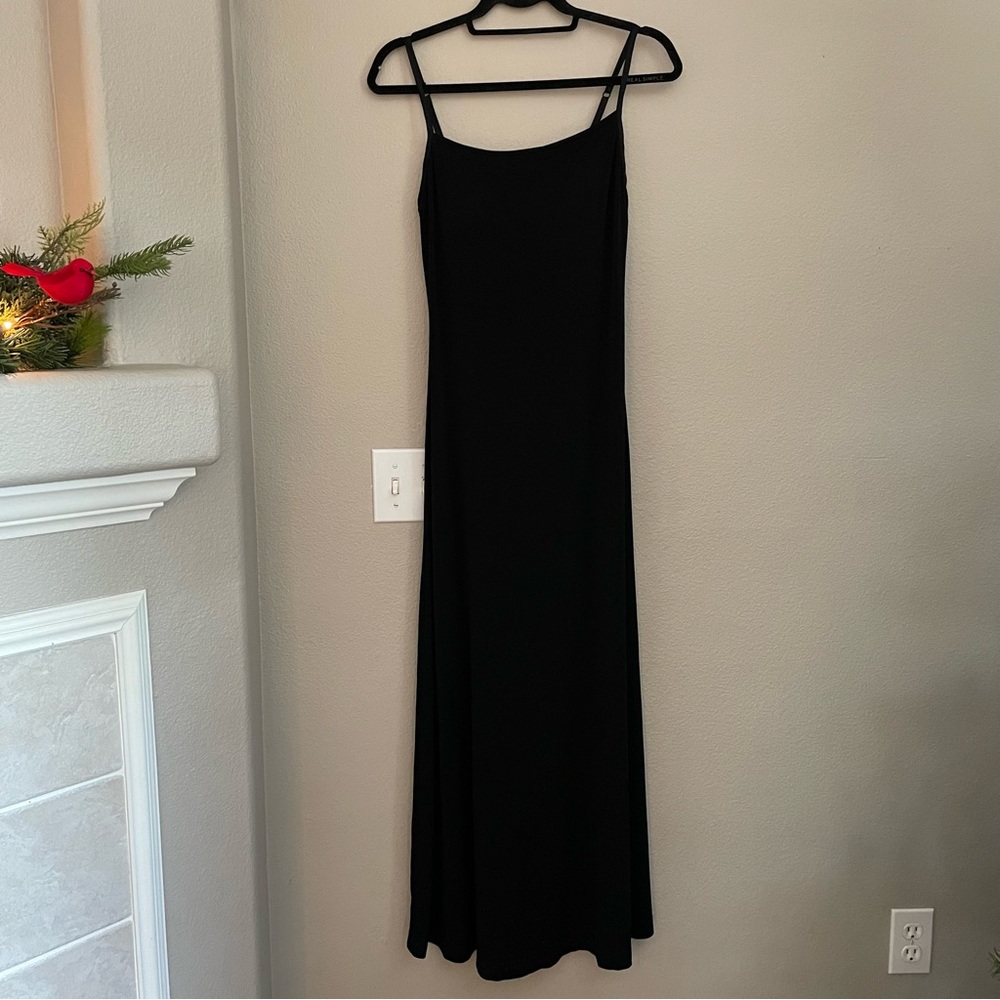 Barbara Lesser black maxi dress spaghetti straps. Size M